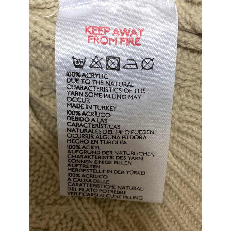 Iets Frans Women's Tan Beige Khaki Cable Knit V Neck Tank Sweater Vest Top M