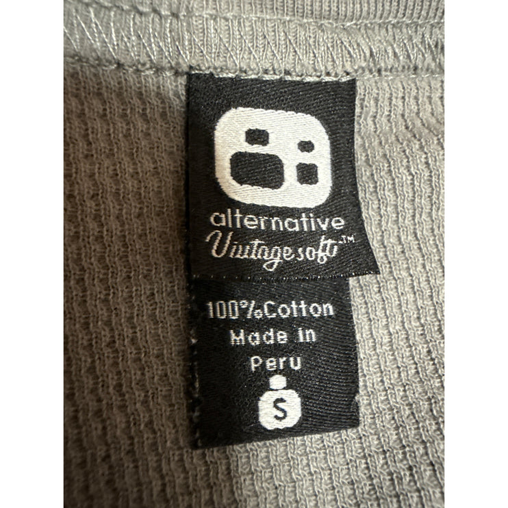 Alternative Apparel Vintage Soft Mens Gray Waffle Knit Long Sleeve Shirt Top S