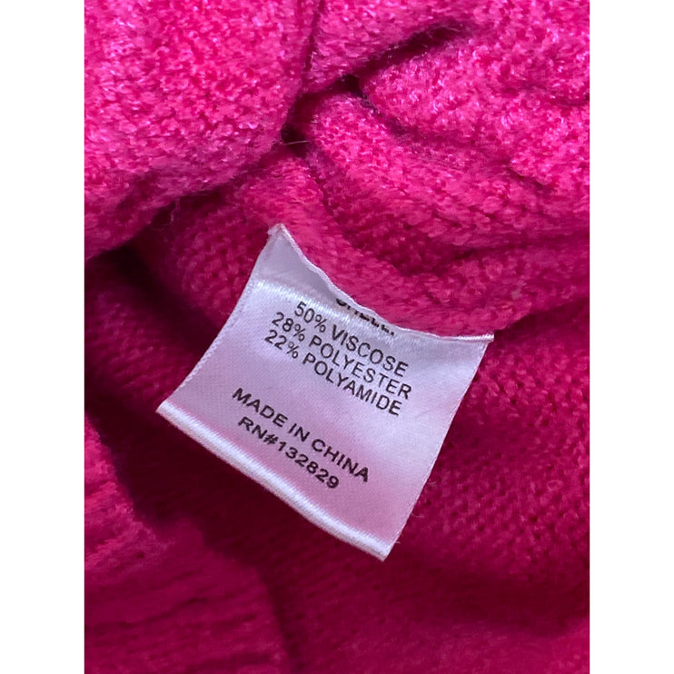 Majorelle Jessica Pink Cold Shoulder Long Sleeve Cable Knit Crop Sweater Top M