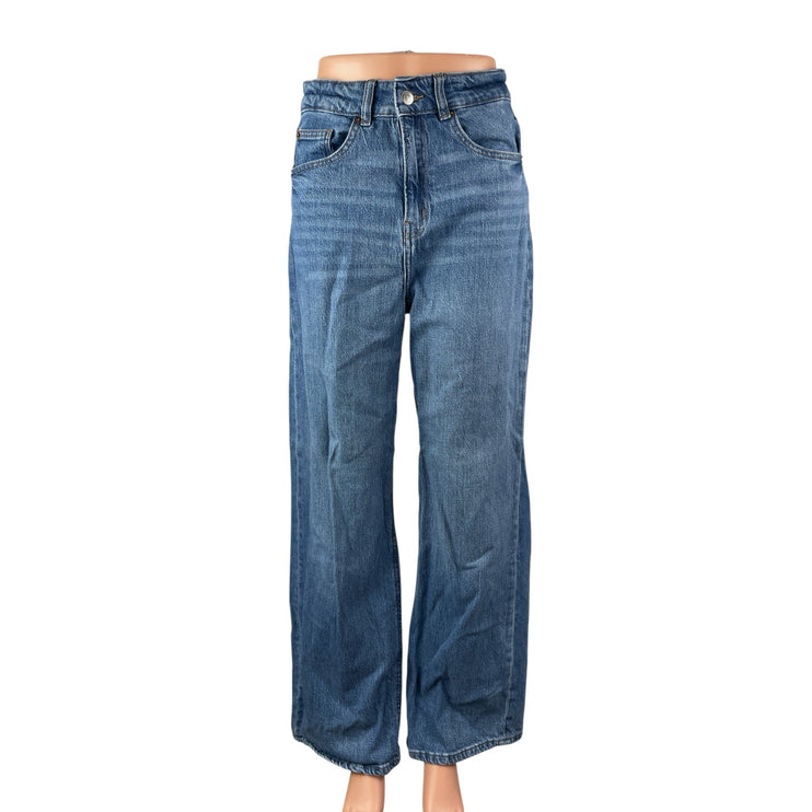H&M Women's Blue High Waisted Wide Leg Baggy Y2k Casual Denim Jeans Size 8