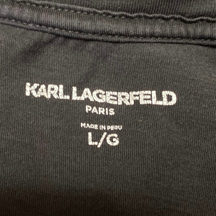 Karl Lagerfeld Black Face Print Crewneck Short Sleeve Graphic Tee T-shirt Top L