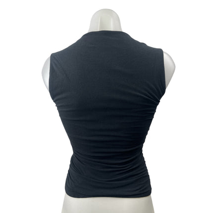 Abercrombie & Fitch Women's Black Sleeveless Square Neck Ruched Crop Tank Top S