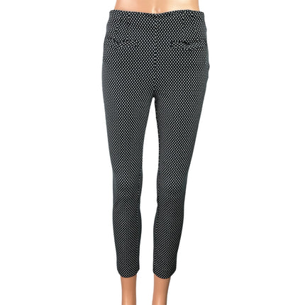 Anthropologie Womens Black Polka Dots High Waisted Skinny Trousers Pants Size 2