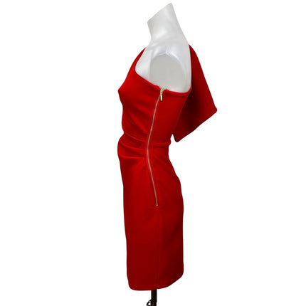 Pilgrim Women's Red One Shoulder Tie Bow Sleeveless Mini Bodycon Dress Size 2