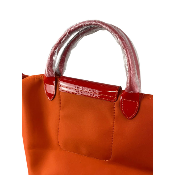 NEW Longchamp LE Pliage Orange Gold Accent Cross Body Shoulder Handbag One Size