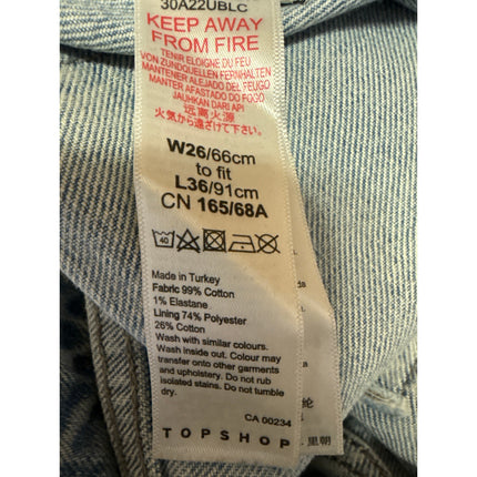 Topshop Women's Blue High Waisted Light Wash Straight Leg Denim Jeans Size 26T