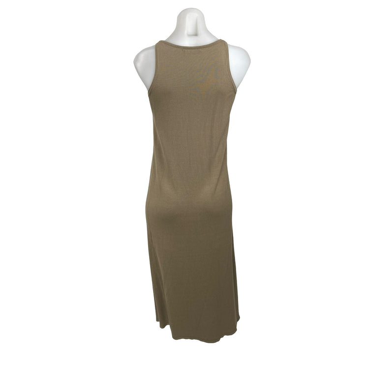 Zara Women's Beige Soft Knit Sleeveless Midi Cami Tank Sheath Shift Slip Dress S