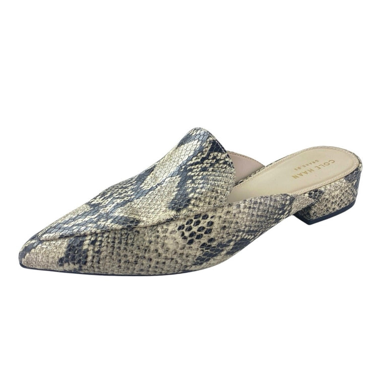 Cole Haan Piper Women's Snakeskin Leather Pointed Toe Slip On Mules Sandals 7.5