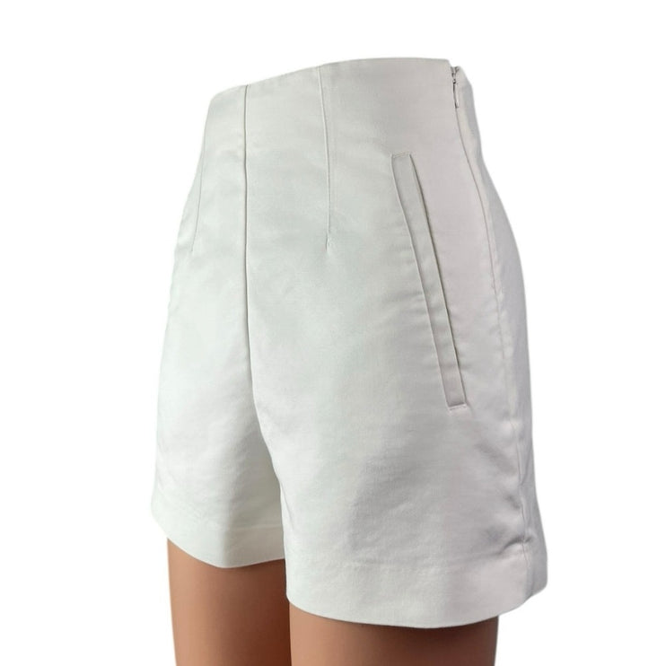Zara Women's White High Waisted Side Zipper Wide Leg Casual Mini Shorts Size XS