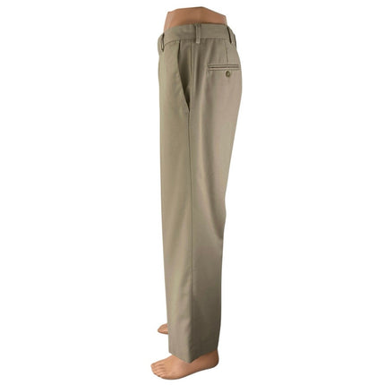 Kenneth Cole Men's Brown Pleated Straight Chino Khaki Trousers Dress Pants 33x32