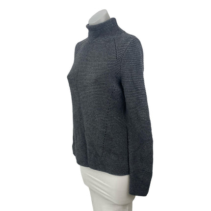 J. Mclaughlin Women's Black Gray Wool Ribbed Knit Turtleneck Sweater Top Size XS