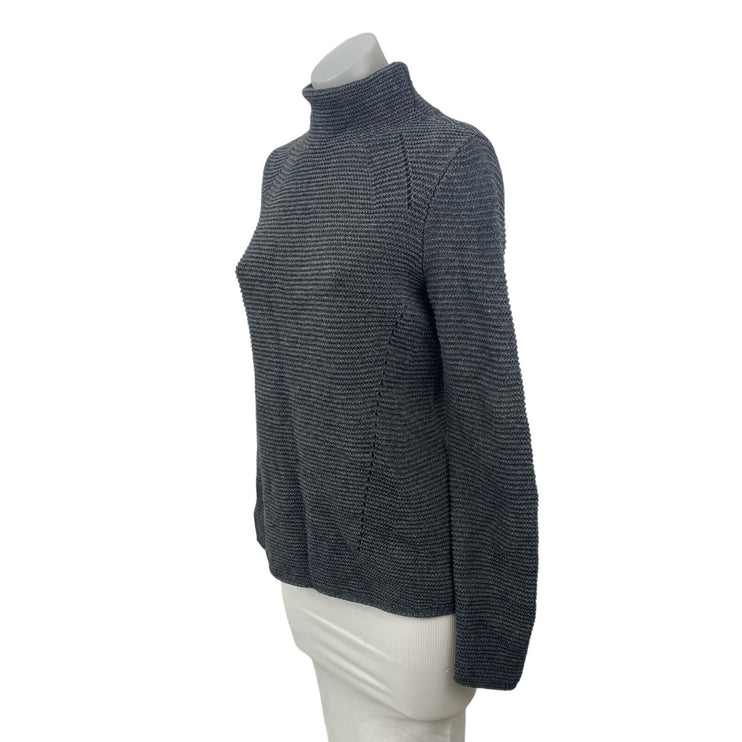 J. Mclaughlin Women's Black Gray Wool Ribbed Knit Turtleneck Sweater Top Size XS