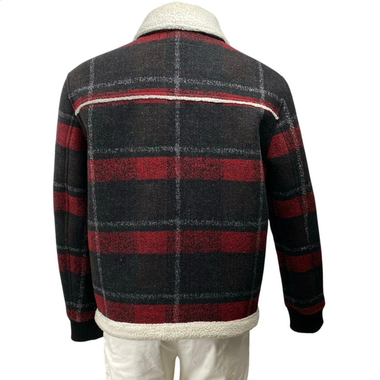 Calvin Klein Jeans Men's Plaid Fleece-Lined Snap Long Sleeve Chore Jacket Size M