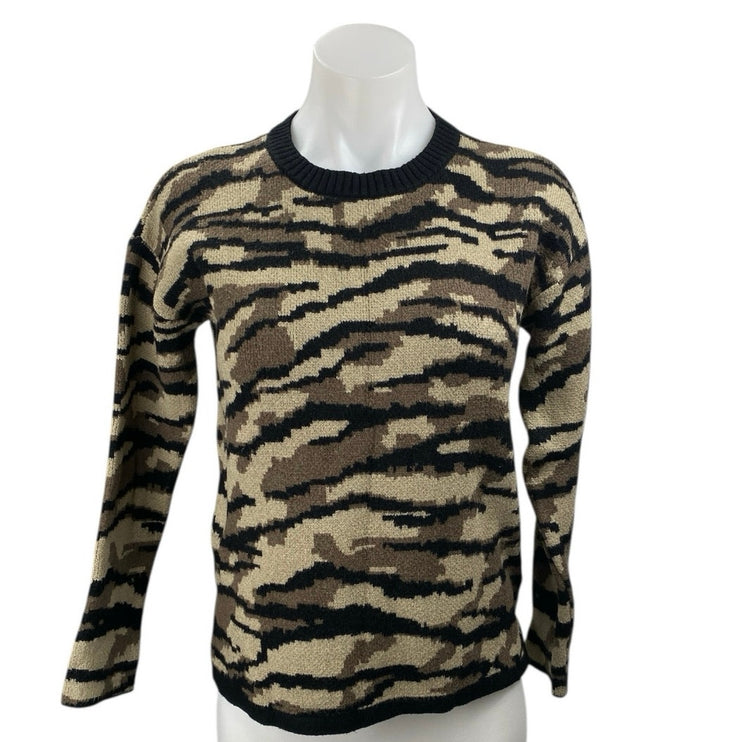 Philosophy Women's Black Camo Army Military Long Sleeve Sweater Top Size S
