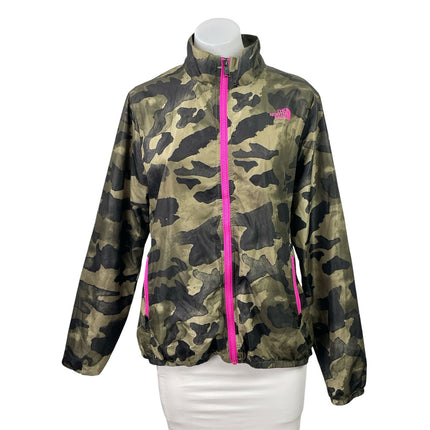 The North Face Green Camo Camouflage Zip Up Long Sleeve Windbreaker Jacket L