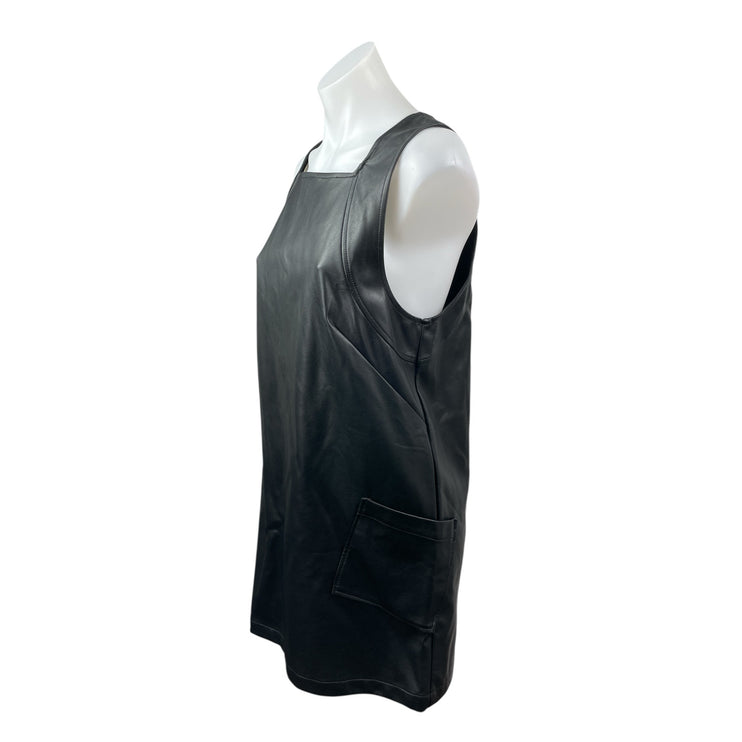 Anthropologie Maeve Women's Faux Vegan Leather Sleeveless Mini Shift Dress Sz M