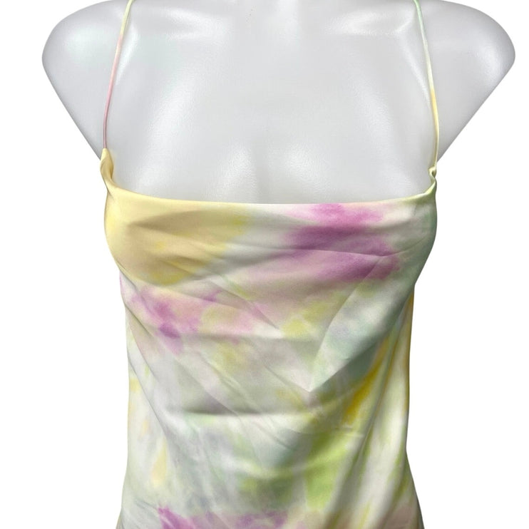Zara Multicolor Tie Dye Sleeveless Cowl Neck Strappy Cami Tank Mini Slip Dress S