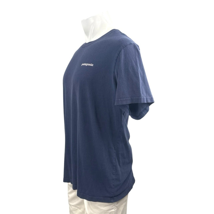 Patagonia Men's Navy Blue Logo Short Sleeve Crewneck T Shirt Tee Top Size L