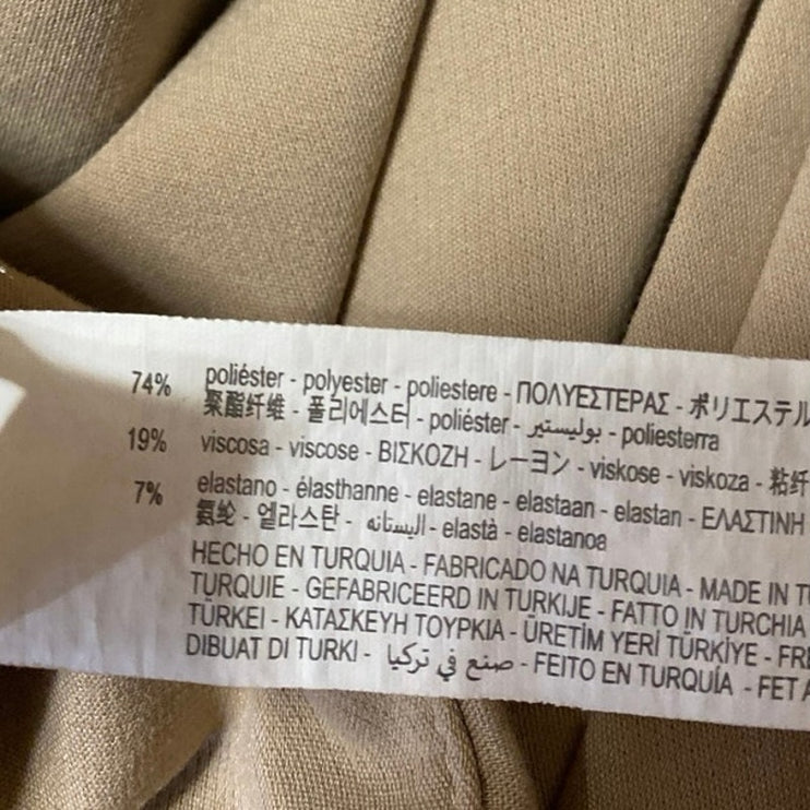 Zara Beige Khaki Chino Pleated High Waisted Tapered Trousers Dress Pants Size S