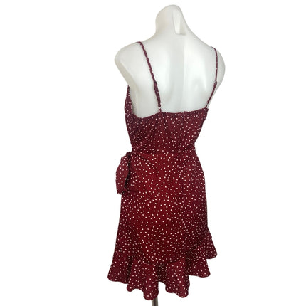 Princess Polly Caesura Red Polka Dots Spaghetti Strap Ruffle Tie Mini Dress Sz 8