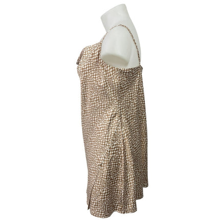 NEW Dynamite Brown Silk Satin Sleeveless Cowl Neck Mini Tank Robe Slip Dress XL