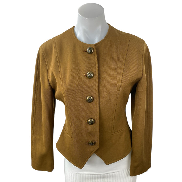 Vintage Classiques for Nordstrom 100% Pure Wool Brown Crop Blazer Coat Jacket XS