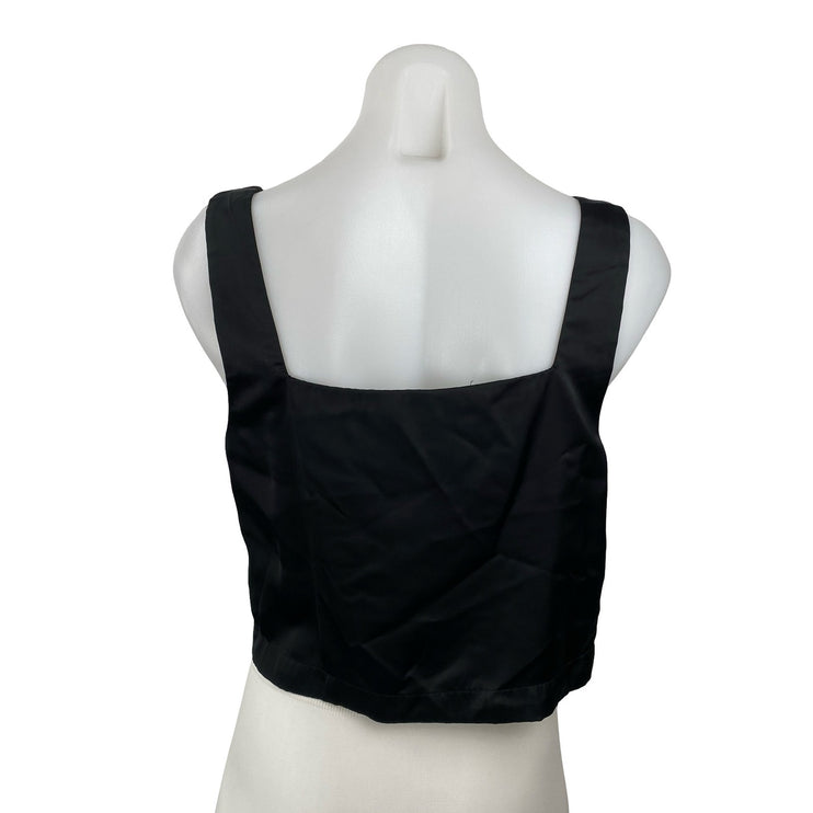 Abercrombie & Fitch Black Sleeveless Square Neck Cami Tank Blouse Crop Top Sz M