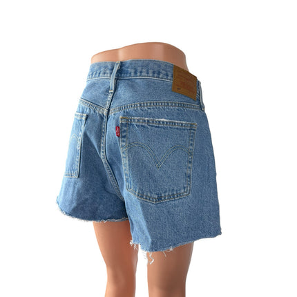 Levi's 501 Women's Blue High Waisted Cut Off Frayed Denim Jean Shorts Size 33