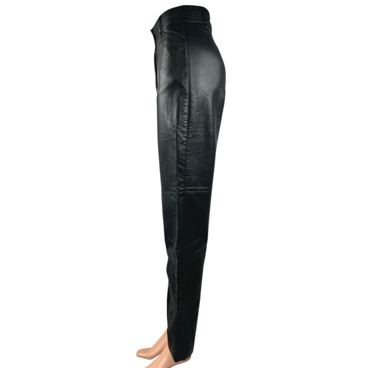 Aritzia Wilfred Black Faux Leather Straight Leg High Waisted Trousers Pants Sz 0