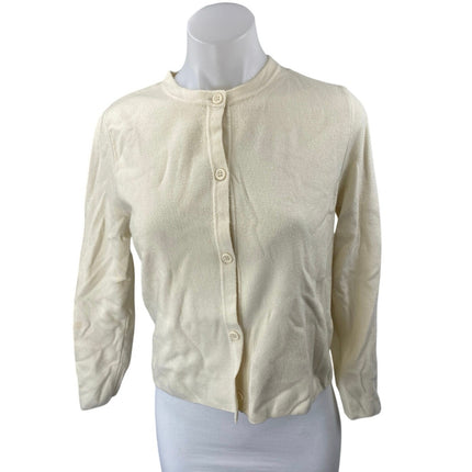 Zara Women's Cream Long Sleeve Knit Crew Neck Button Up Cardigan Sweater Size M