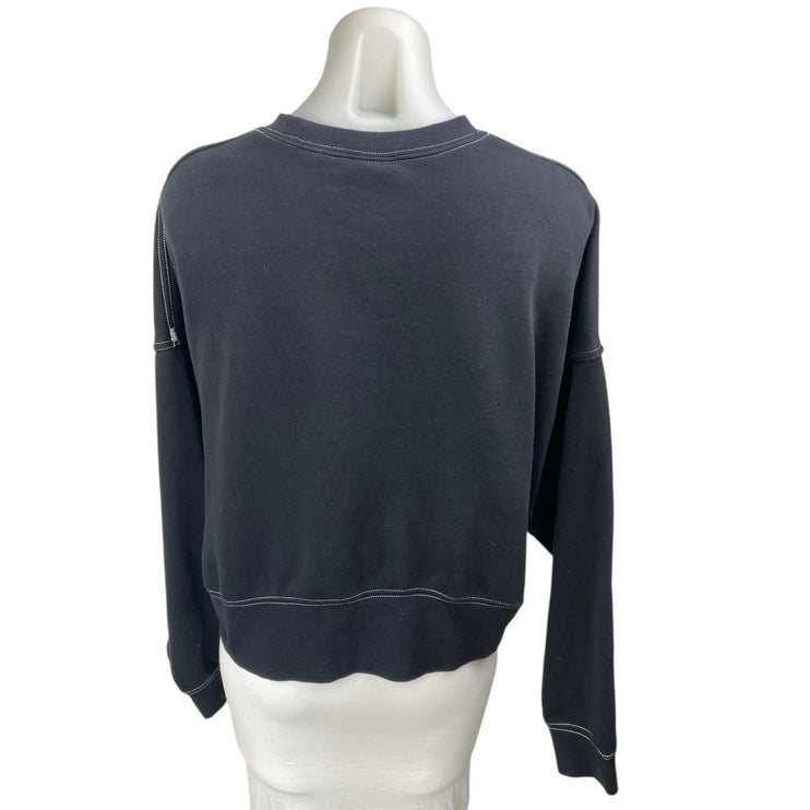Nike Women's Black Logo Long Sleeve Crew Neck Oversized Sweatshirt Shirt Top S