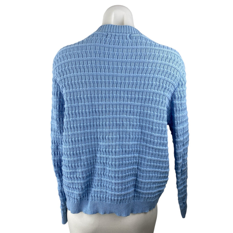 Pretty Garden Blue Ribbed Knit Long Sleeve Button Up Cardigan Sweater Top Size S
