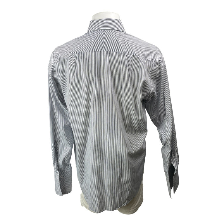 Charles Tyrwhitt Blue White Long Sleeves Striped Button Down Dress Shirt Top 39