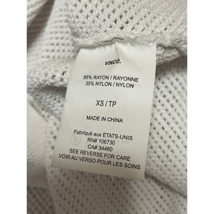 Vince Women's White Open Knit Dolman Long Sleeve Pullover Sweater Top Size XS