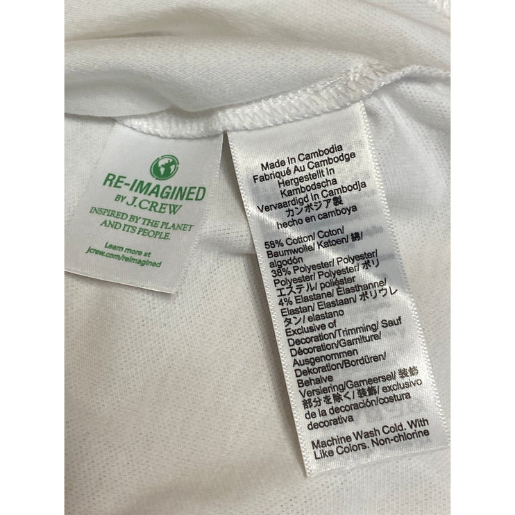 J.Crew Flex Pique Men's White Untucked Short Sleeve Golf Polo Shirt Top Size L