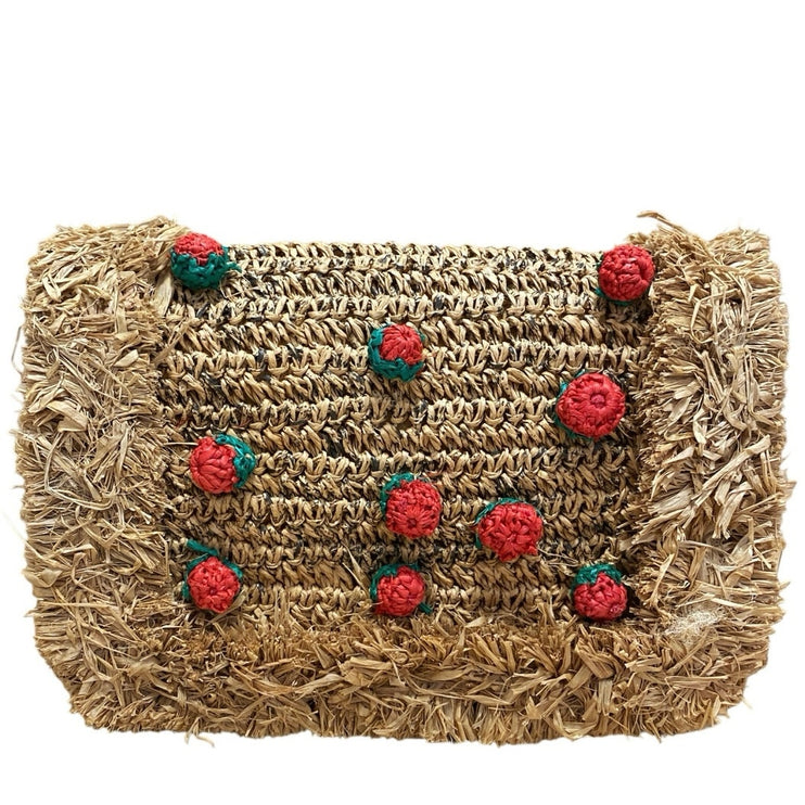 NEW Zara Raffia-Effect Beige Tan Strawberry Crossbody Boho Basket HandBag OS