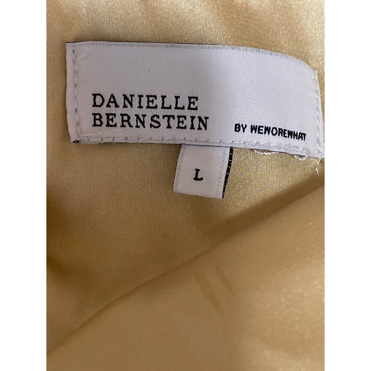 Danielle Bernstein Gold Yellow Silk Satin Halter Cutout Pencil Midi Dress Size L