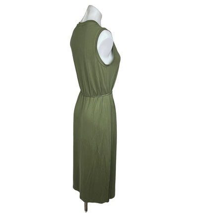 Banana Republic NWT Green Sleeveless Side Slit Tie Waist Midi Blouson Dress Sz S