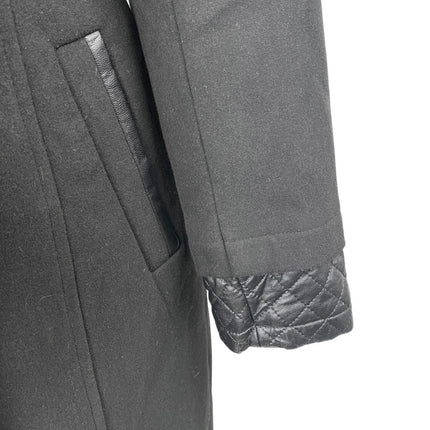 ASM Asmanto Black Zip Up Long Sleeve Wide Collar Belted Trench Coat Jacket Sz 8