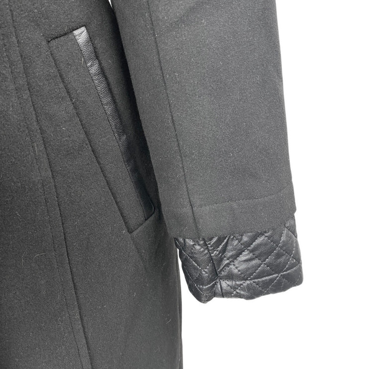 ASM Asmanto Black Zip Up Long Sleeve Wide Collar Belted Trench Coat Jacket Sz 8