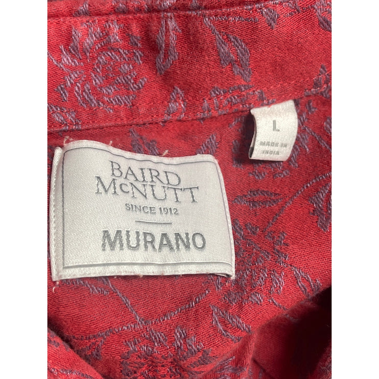 Baird McNutt Murano Men's Red Floral Linen Short Sleeve Button Up Shirt Top L