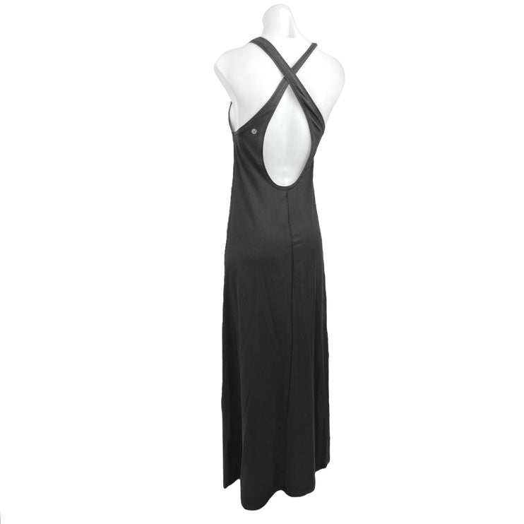 Lululemon Black Scoop Neck Cross Back Sleeveless Pullover Tank Maxi Dress Size S