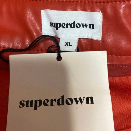 NEW Superdown Alexi Red Faux Vegan Leather Mini A-Line Pencil Moto Skirt Size XL
