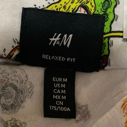 H&M Men's Multicolor Spongebob Print Short Sleeve Collar Button Down Shirt Top M