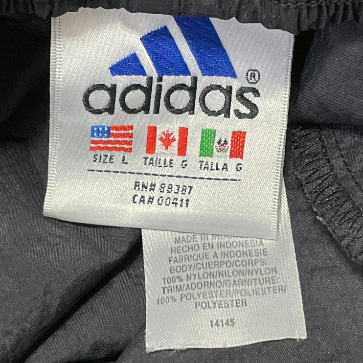 Adidas 3 Stripes Parachute Women's Black Drawstring Woven Athletic Track Pants L