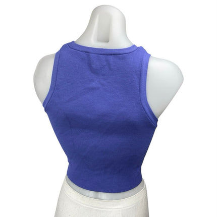 Zara Women's Blue Sleeveless High Neck Activewear Sports Bra Crop Tank Top Sz M