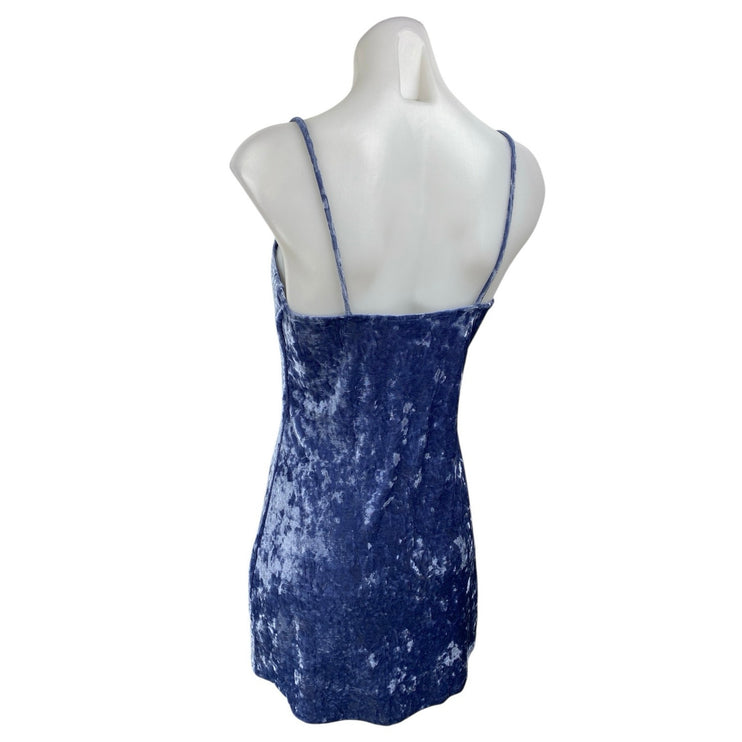 Forever 21 Blue Velvet Velour Sleeveless Scoop Neck Cami Tank Mini Slip Dress S
