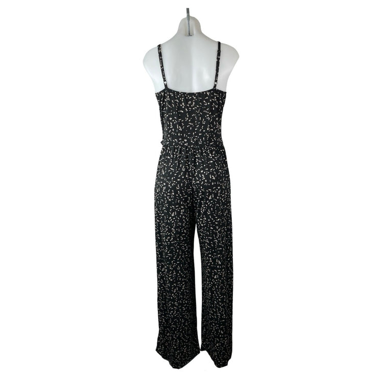 Kaileigh Black White Speckled Dot Sleeveless V Neck Cami Tank Jumpsuit Size S