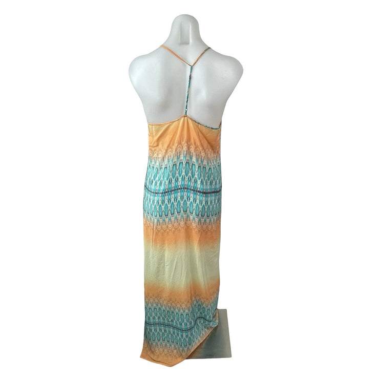 Charlie Jade 100% Silk Women's Ombre Geometric Sleeveless Maxi Cami Tank Dress S