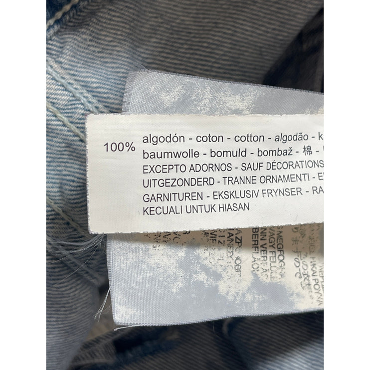 Zara Trafaluc Women's Blue Distressed Graffiti Long Sleeve Denim Jean Jacket S